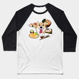 Japanese Food Corgi Baseball T-Shirt